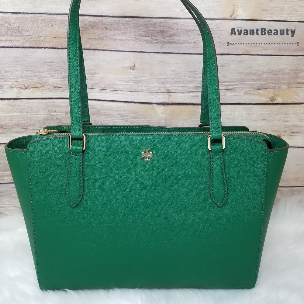 Tory Burch Emerson Small Zip Tote Emerald Stone